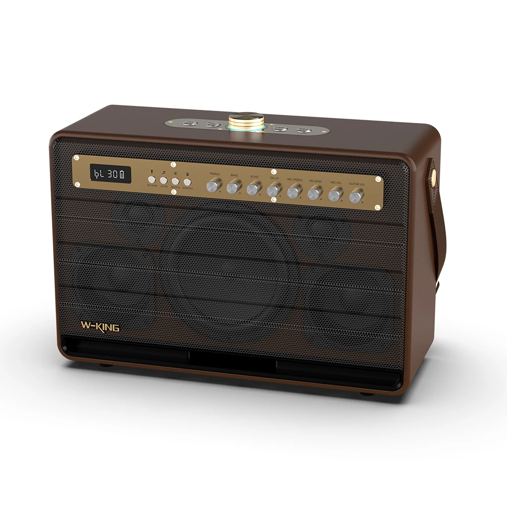 Модный W-KING K6L портативный динамик Bluetooth аудио система контроля доступа с 2 шт. беспроводные микрофоны