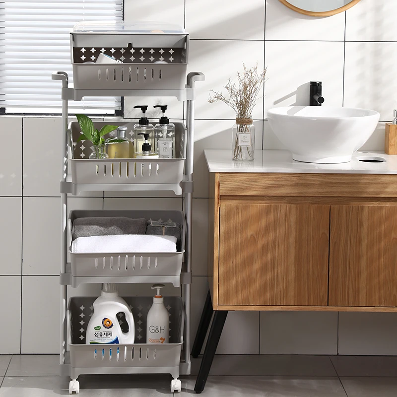 GREENSIDE 112L Large 3-layer Storage Basket Detachable Multifunctional PP Plastic Storage Racks