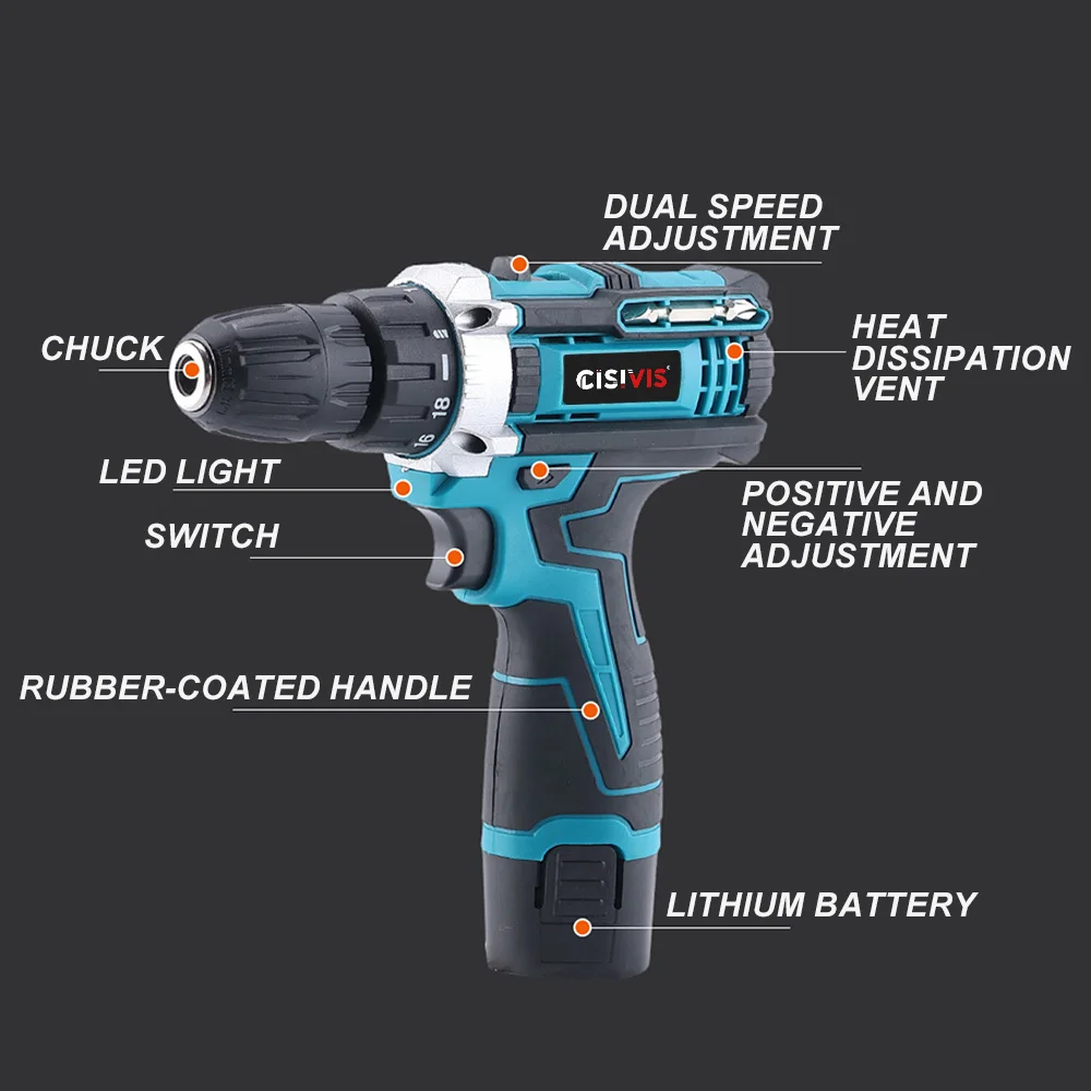 Portable 12V 300W Cordless Electric Drill Handheld Mini Machine Impact Lithium Battery Tools Set Wood Application OEM Supported