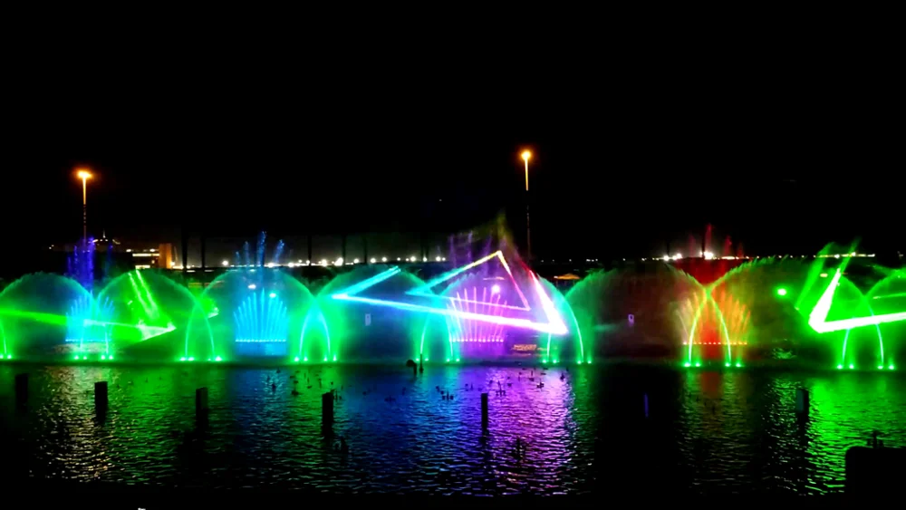 colorful music dancing outdoor water fountain