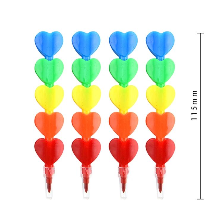 High quality Stock Heart shape multi colors promotional highlighter Watercolor Highlighter stylus Pens for school 5-In-1 wax highlighter