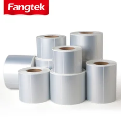 Waterproof matte silver blank PET/PVC adhesive barcode stickers, thermal transfer polyester glossy label for printer label