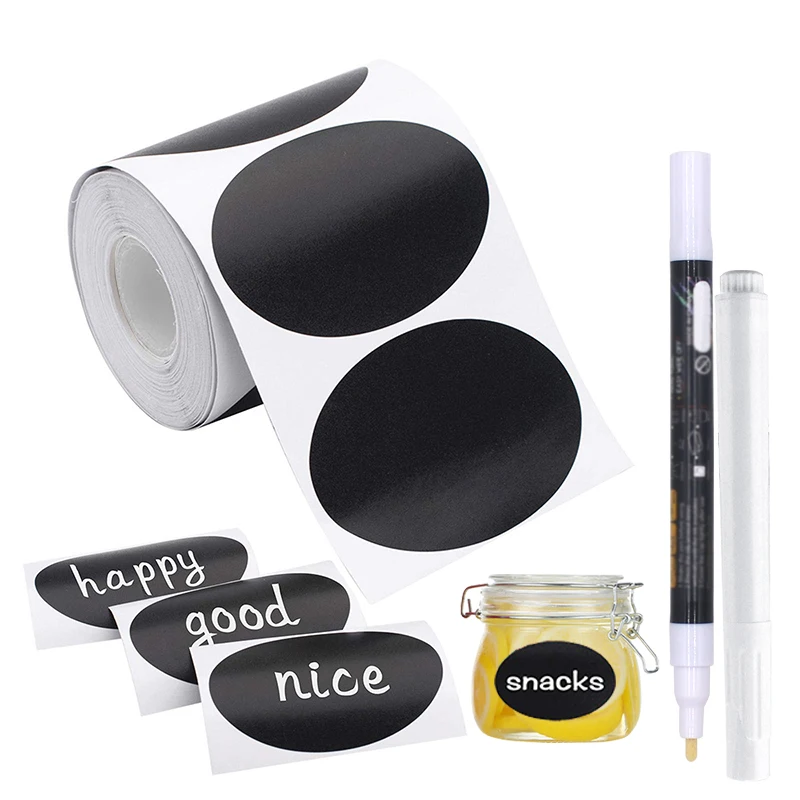 Removable  Spice jar label for Storage Bins with Erasable Chalk Pen Pantry labels Chalkboard Black Roll Sticker Label