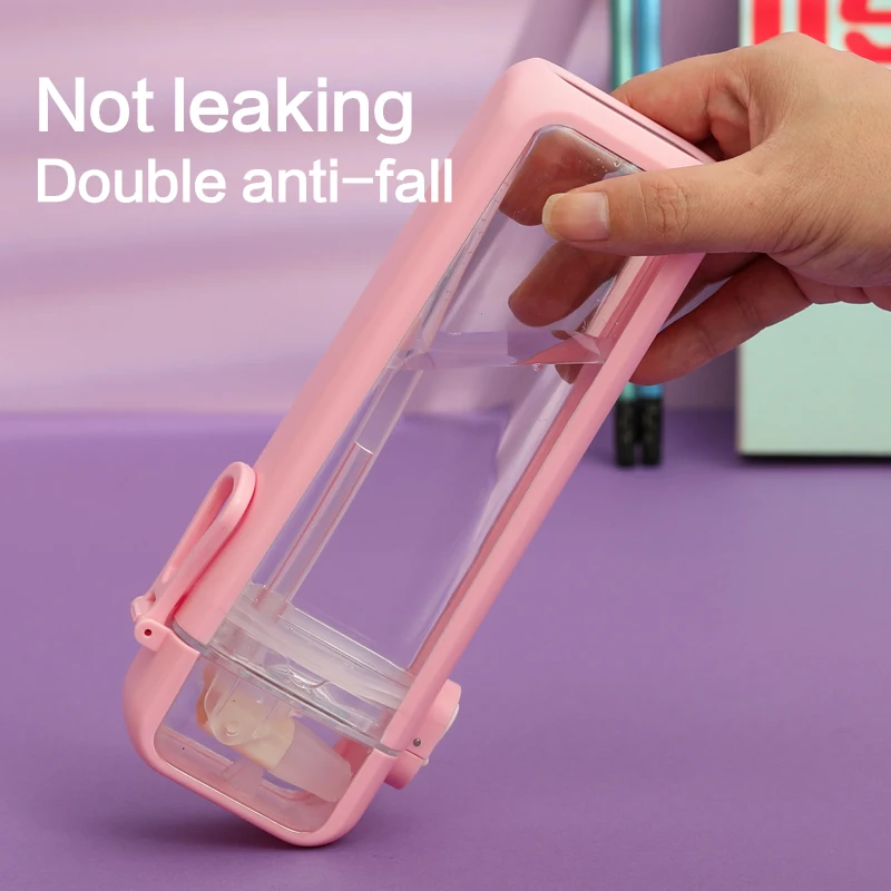 
Double-wall Silicone Insulated Plastic Clear Milk Carton Water Bottles with Straw 