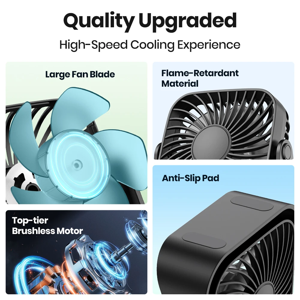 OEM K52 2024 New Design Customized USB Mini Table Fan Mute Large Wind Low Noise Desktop Fan