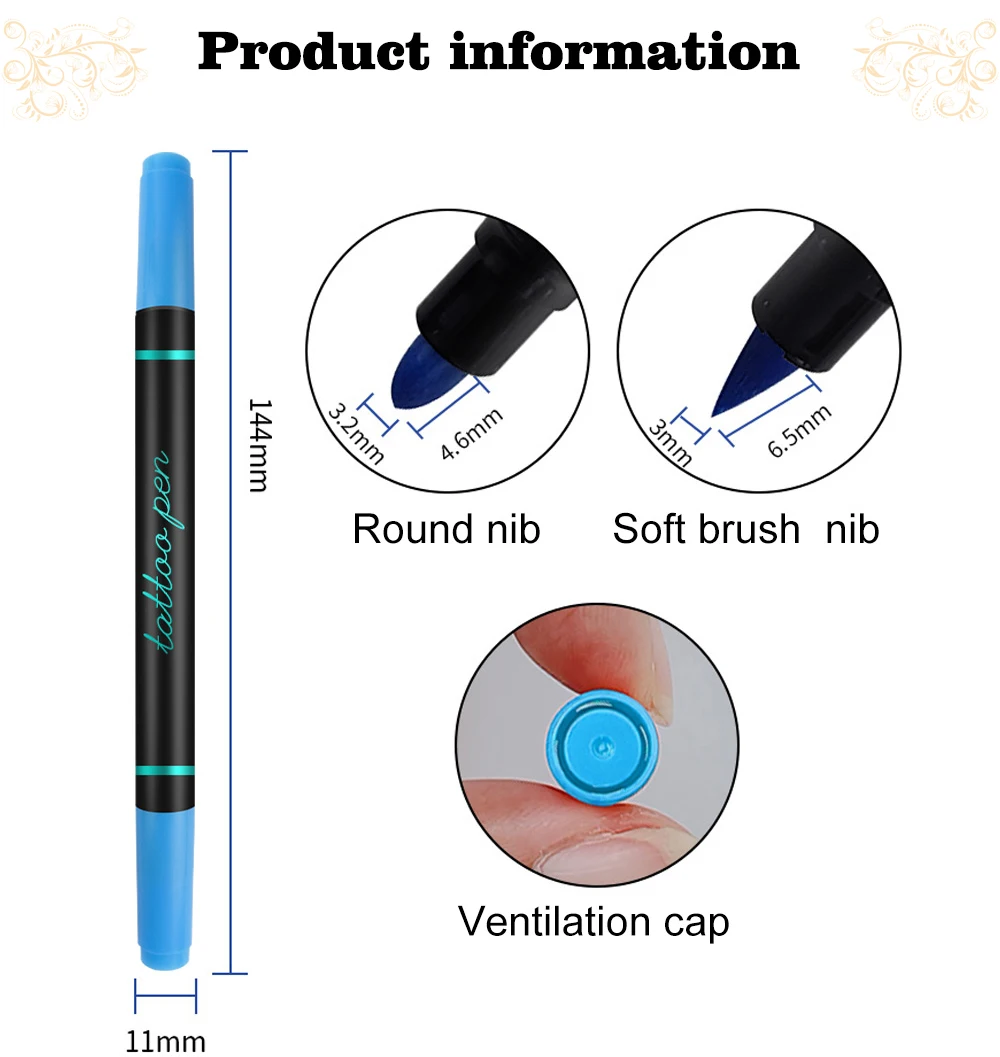 KHY KH1842S Dual Tip  Easy Wash Face Body Paint Kit Pens Gel Tatoo Non Toxic Skin Washable Bodymark Temporary Tattoo Marker Pen