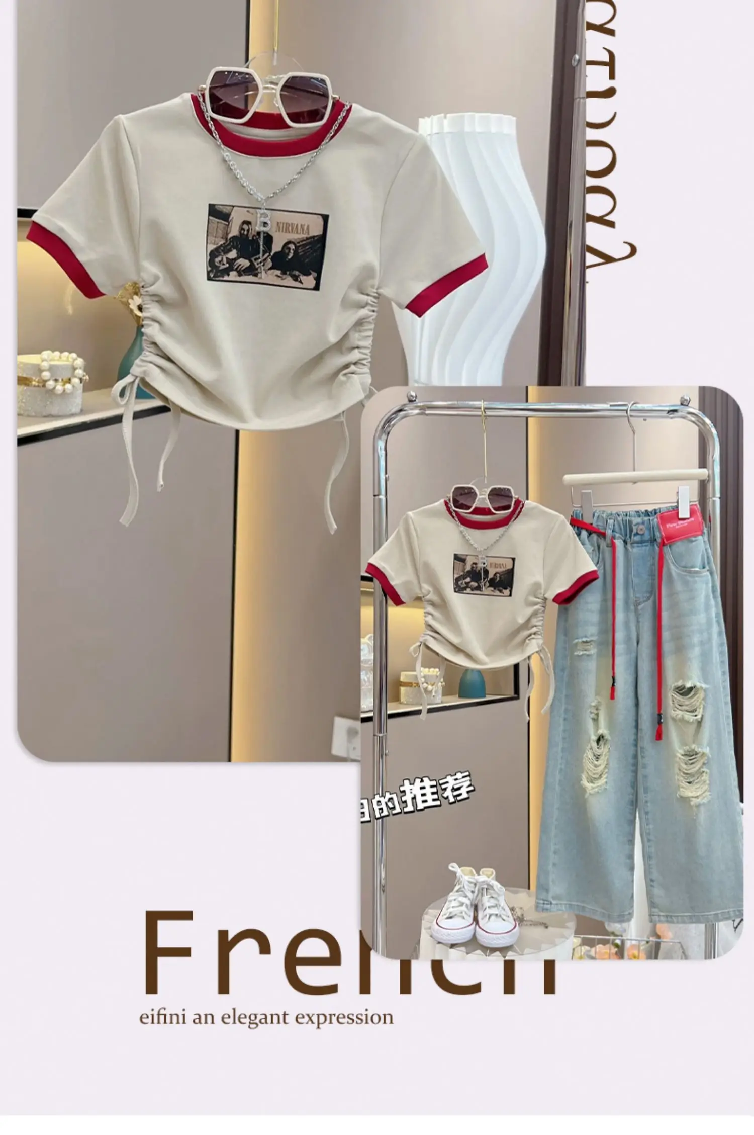 Sunny Baby  New summer girls  fried street wide-leg denim trousers