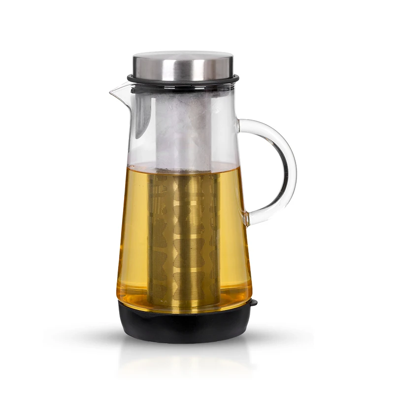 1.5l glass pitcher hot/cold water coffee brew maker jug iced tea pitcher jug stainless steel infuser lid