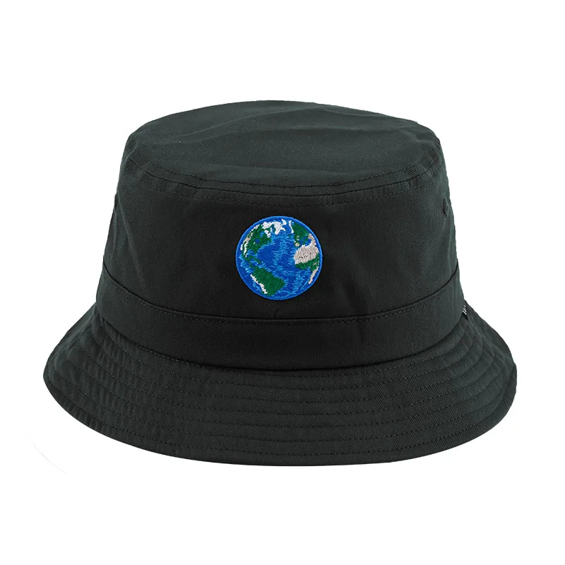 Unisex Fashion Short Brim Mushroom Hats Sun Travel Camper Caps Black Organic Cotton Bucket Hats