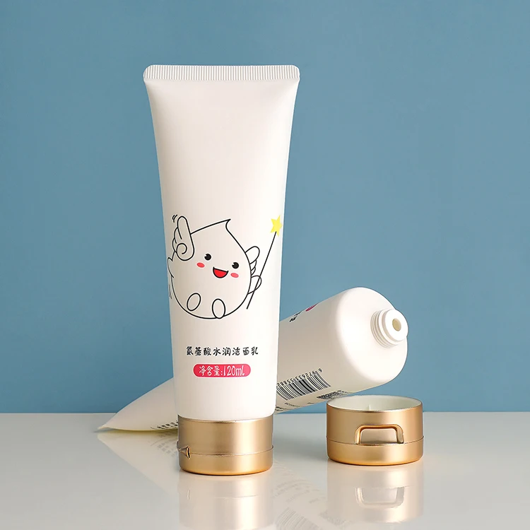 120ml Customized Printing Cosmetic Plastic Packaging Skincare Cream Container Hand Cream Packaging With Flip Top Cover