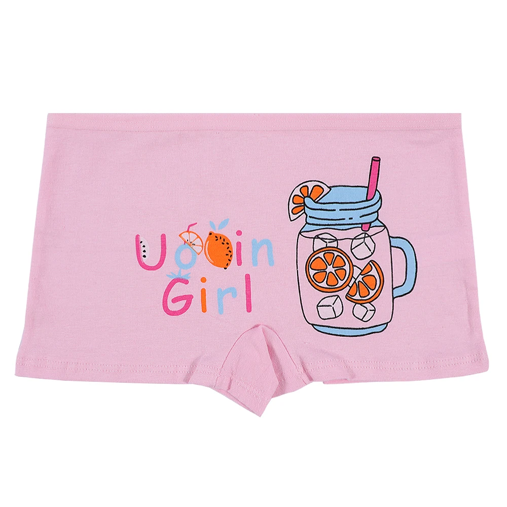 UOKIN Cute cartoon cotton girl underwear boxer shorts assorts 6 color pink mix free sample kids panties A8445