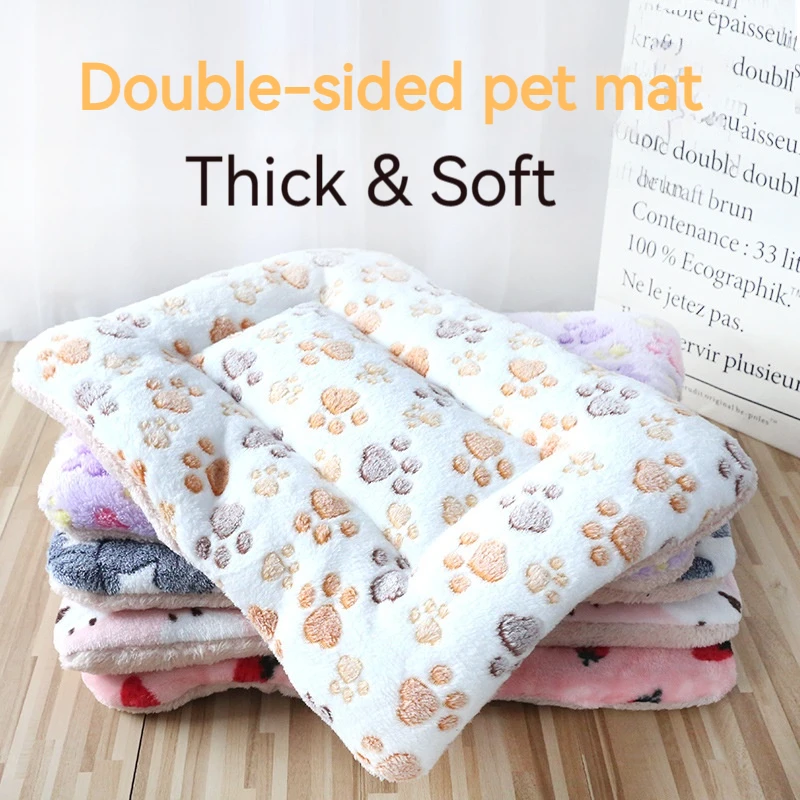 Thickened square footprint pattern multi-size soft and comfortable short plush washable pet dog and cat kennel