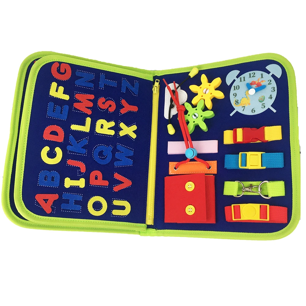 Customized kids sensory Montessori DIY felt toys toddler travel toys busy board with puzzle game for children play