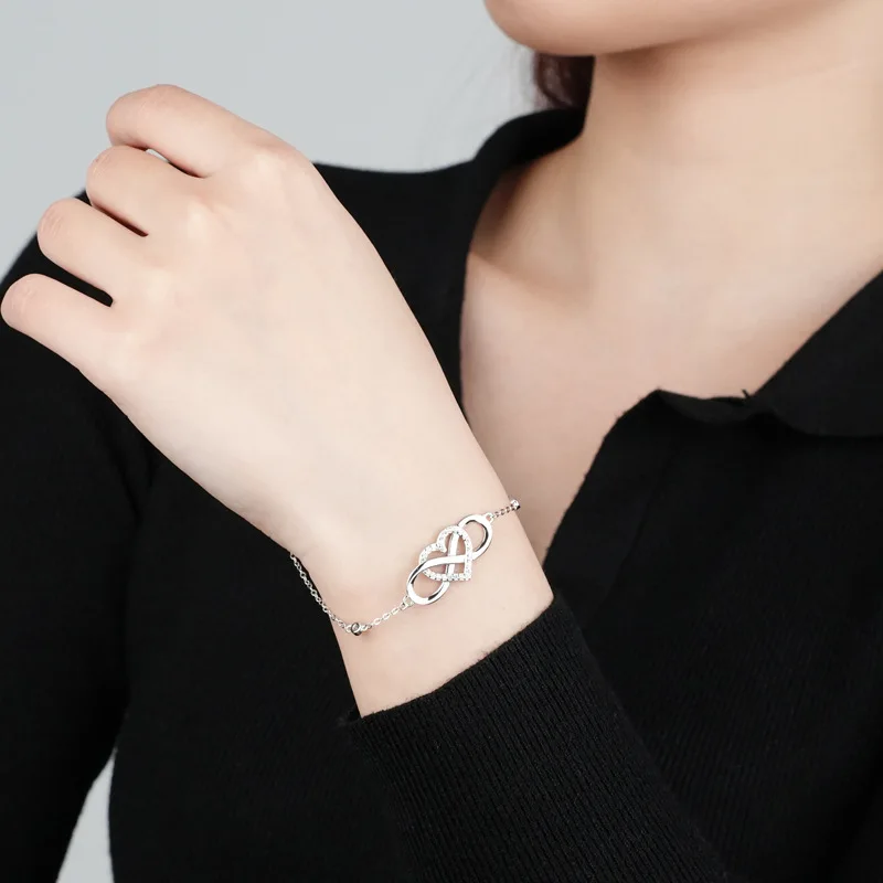NS925 Sterling Silver Lovely Infinity Bracelet Women