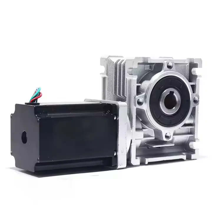 UMOT Self-Locking Ratio 1:100 High Torque 56nm Dc Reduction Motor Worm Gear Box With 24v Electric Worm Gear Speed Reducer Motor