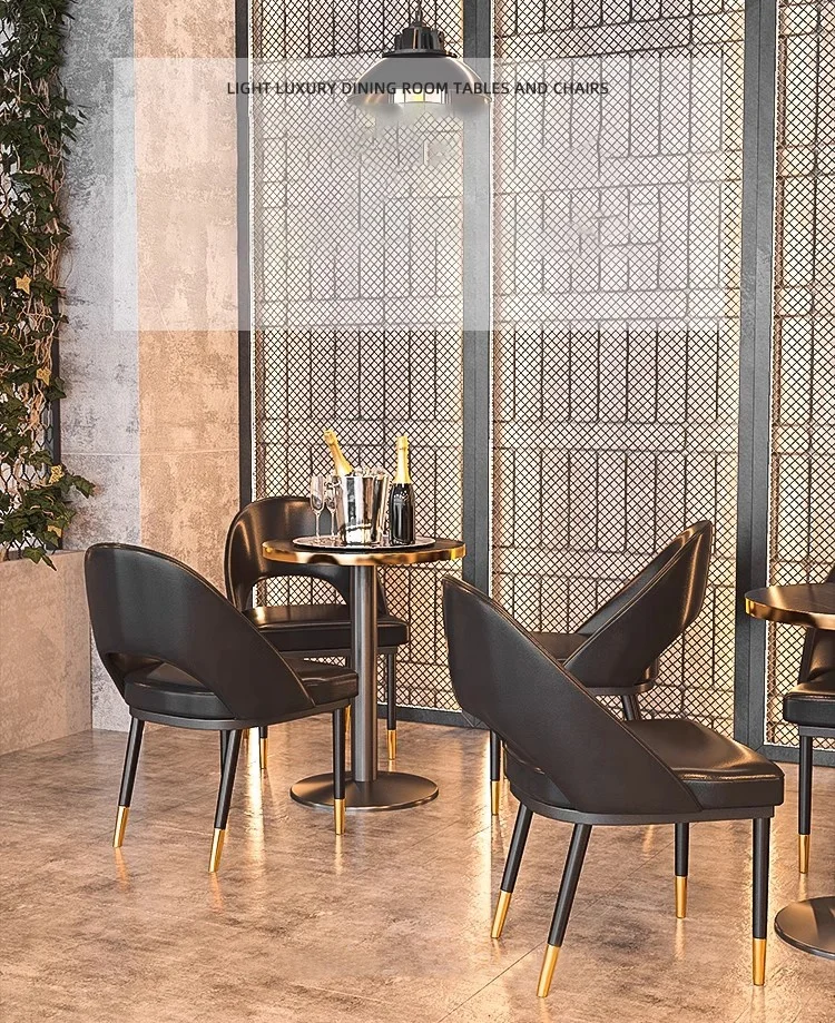 Luxury restaurant furniture sofa set black marble look dining table and chairs booth seating for club cafe pub bar