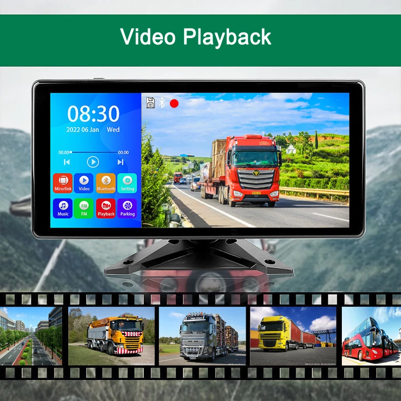 9V-36V 4 Channel Car Monitor Bus Truck Waterproof Black Box Night Vision AHD Camera MP5 4K Car DVR Monitor