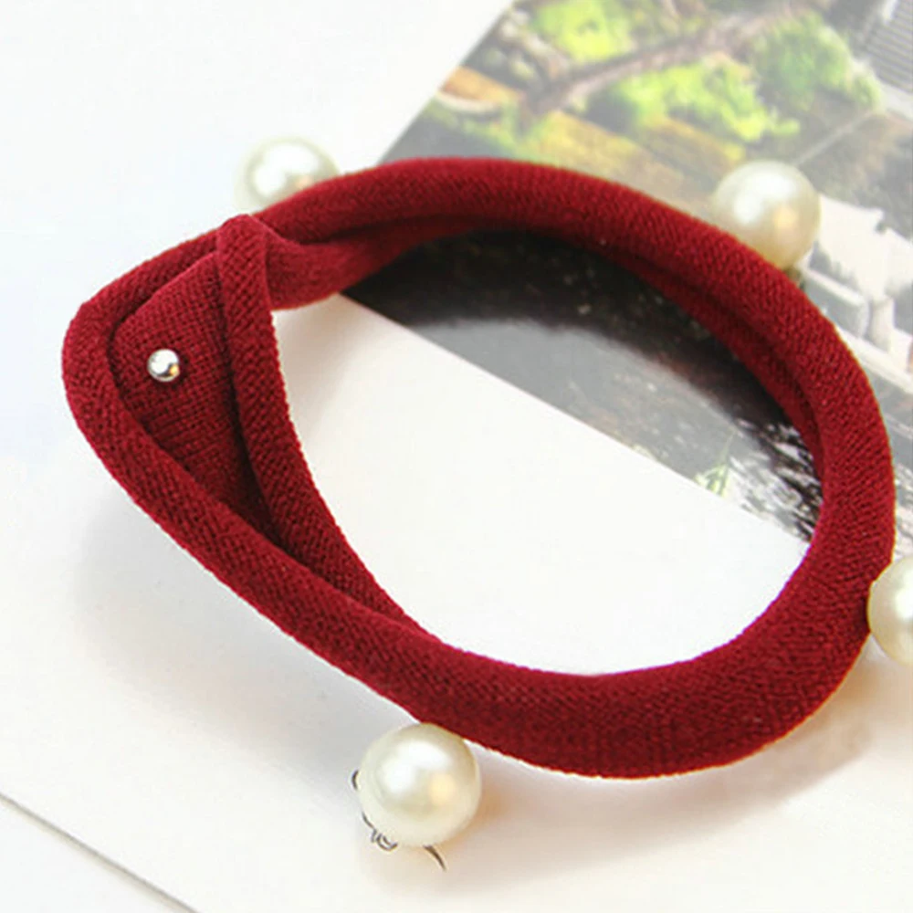 temperament pearl hair ribbons woman elastic hair bands Hot Sale hair bands for girls