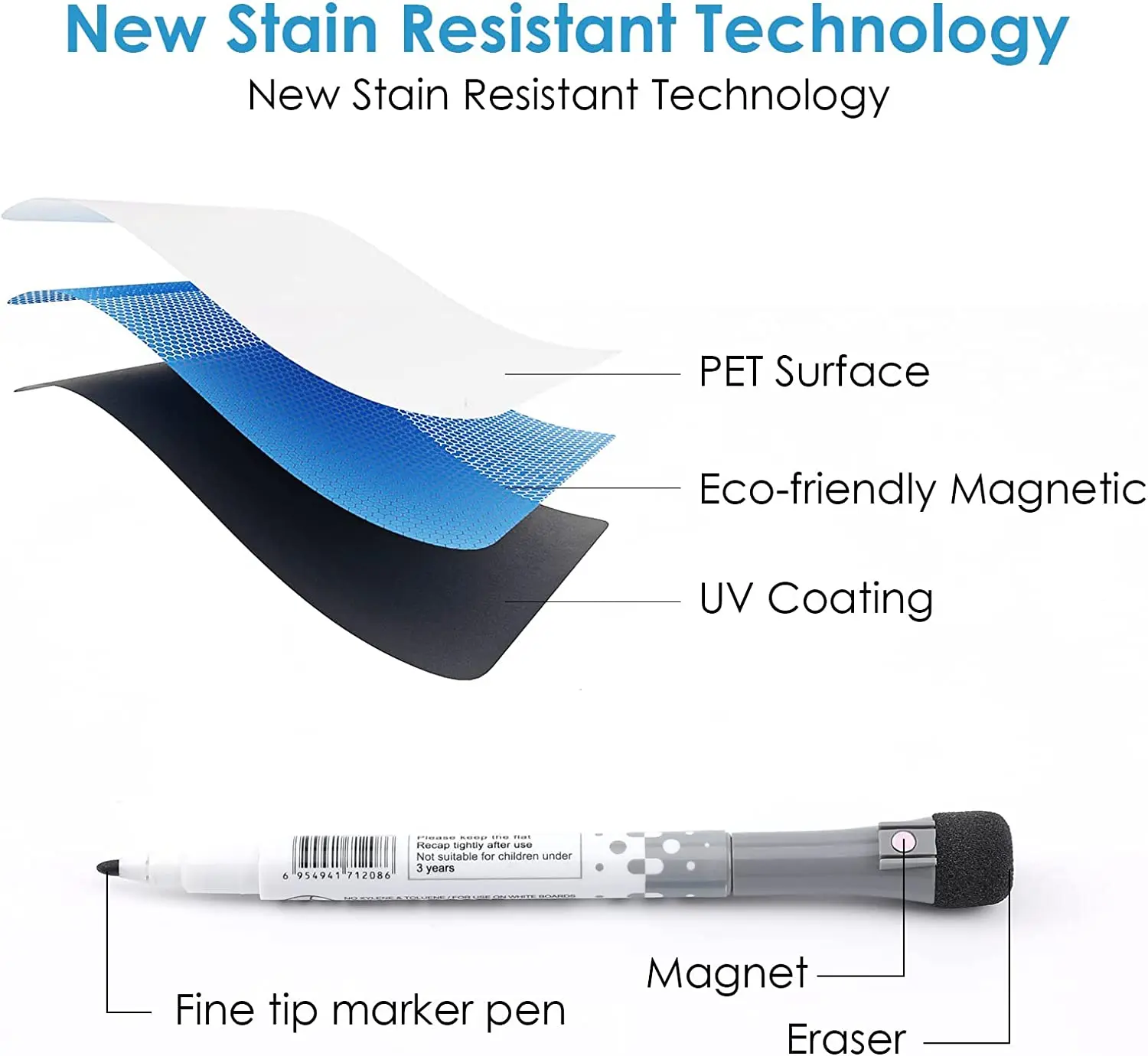 Hot sale small magnetic dry erase board sheet planner magnetic fridge for kitchen 12 x 8 inch size customizable white board