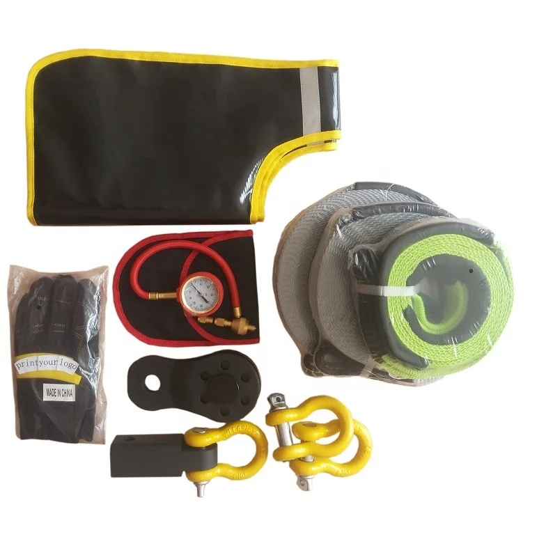 4WD recovery kit custom 4x4 snatch strap heavy duty tow recovery strap with shackles kit