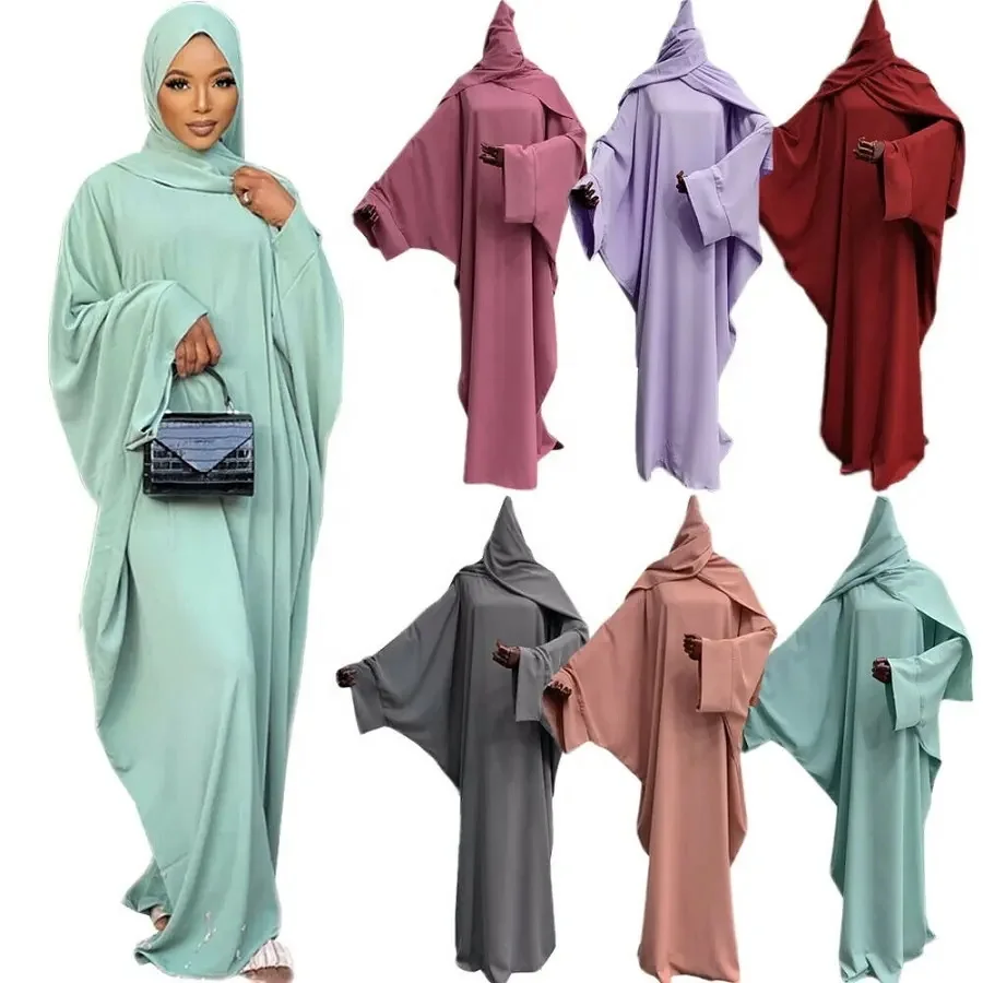 New Arrival solid color Nida Jilbab free size bat sleeves Muslim women prayer dress Hijab Abaya