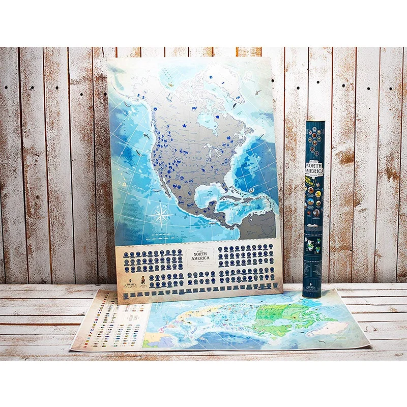 
Factory Customized National Park Scratch Off USA Map Poster With Tube 