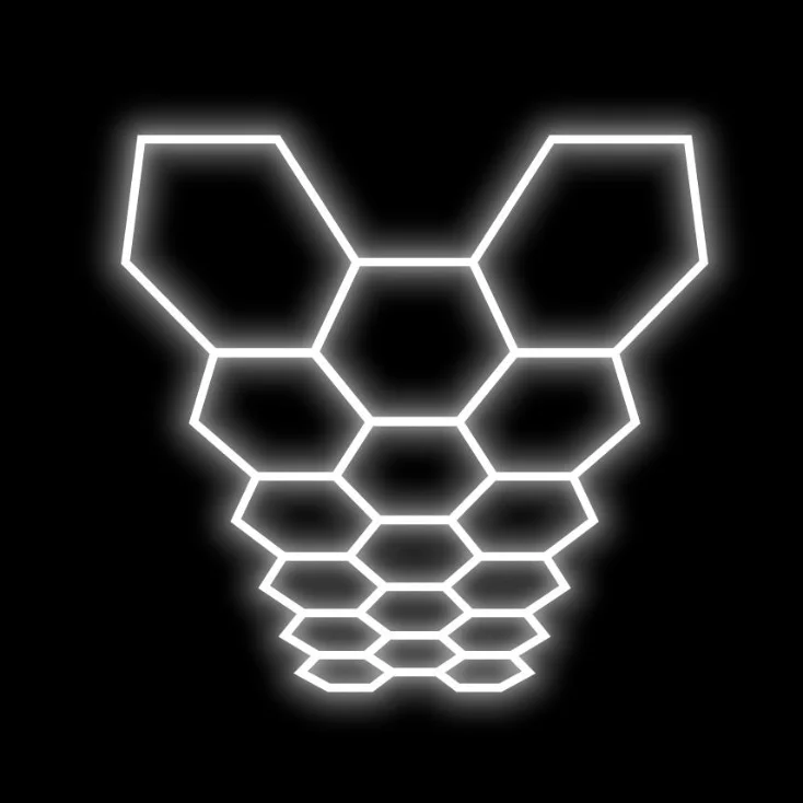 E-top Drop shipping Honeycomb Auto Car Detailing Work Light Bar Car Wash Station AC110-240V Garage Ceiling Hexagonal Led Lights