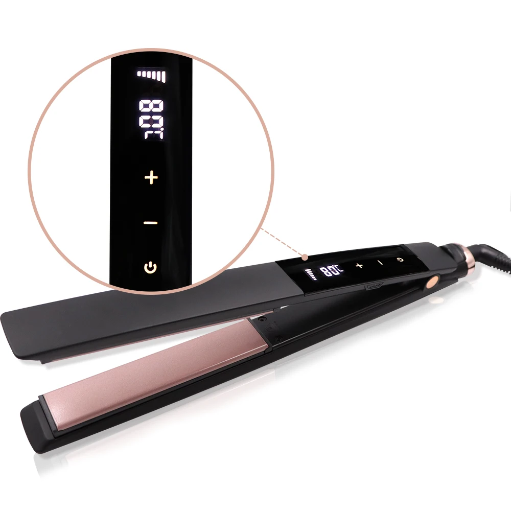Potable Touchscreen LCD Hair Straightener Flat Iron Titanium Plates Super Thin Body