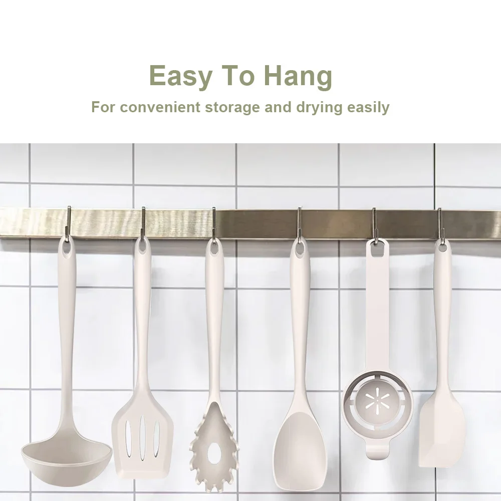 Kitchen Appliances Accessories Cookware Sets Cooking Tool Silicone Kitchen Utensils Set With Wooden Handle For Cooking