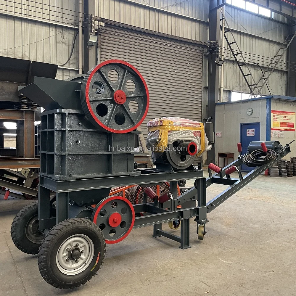 good quality 5-8 t/h gold ore crushing pe200x300 stone jaw crusher machine with conveyor belt