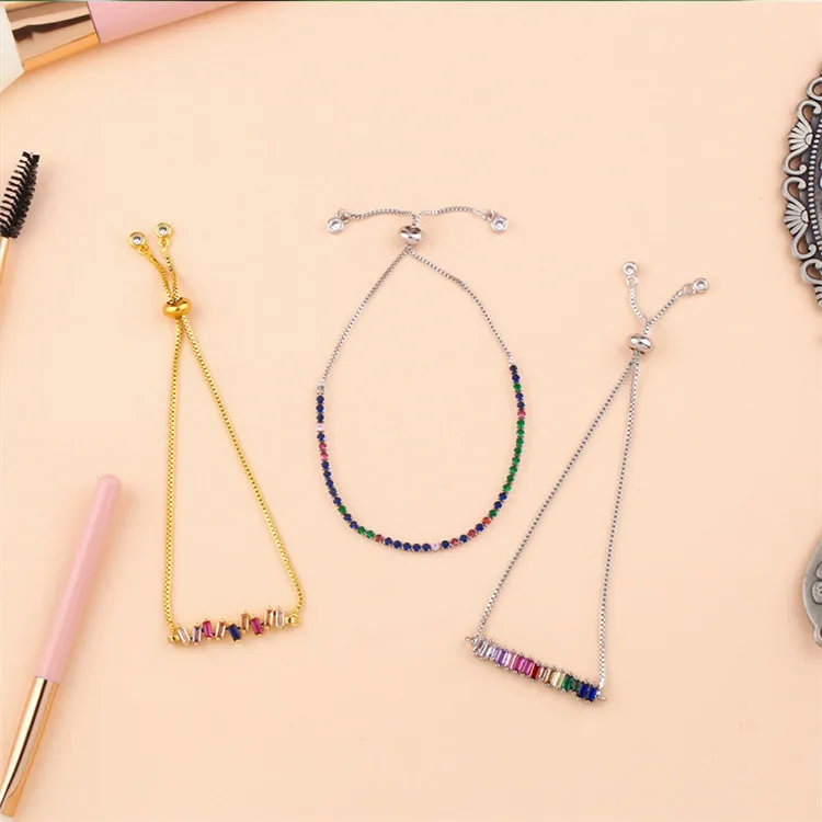 2019 Fashion Women Jewelry Rainbow Blue Eye Charm Bracelet & Bangles Zircon 18K Gold Adjustable Bracelet