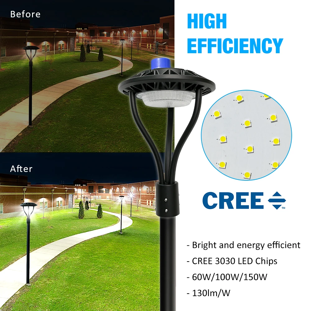 Romanso Spot Light ETL CCT 2700K 7800lm Garage 60W 100w 150w Led Post Top Garden Outdoor Light