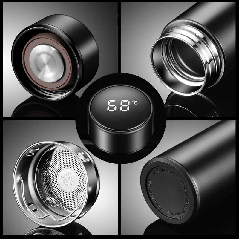 500ml Smart Water Bottle Temperature Show With thermal LED smart Water Bottle drinking water bottle insulated flask thermos