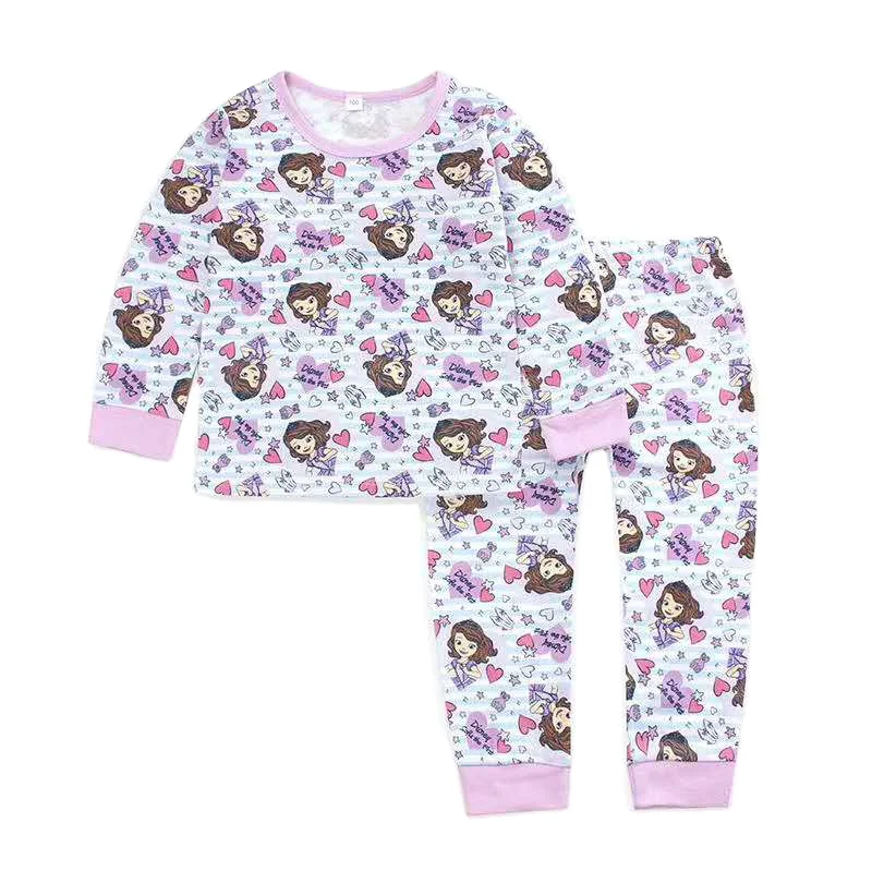 
Sample service custom logo low moq fast delivery printed cotton kids pajamas set 