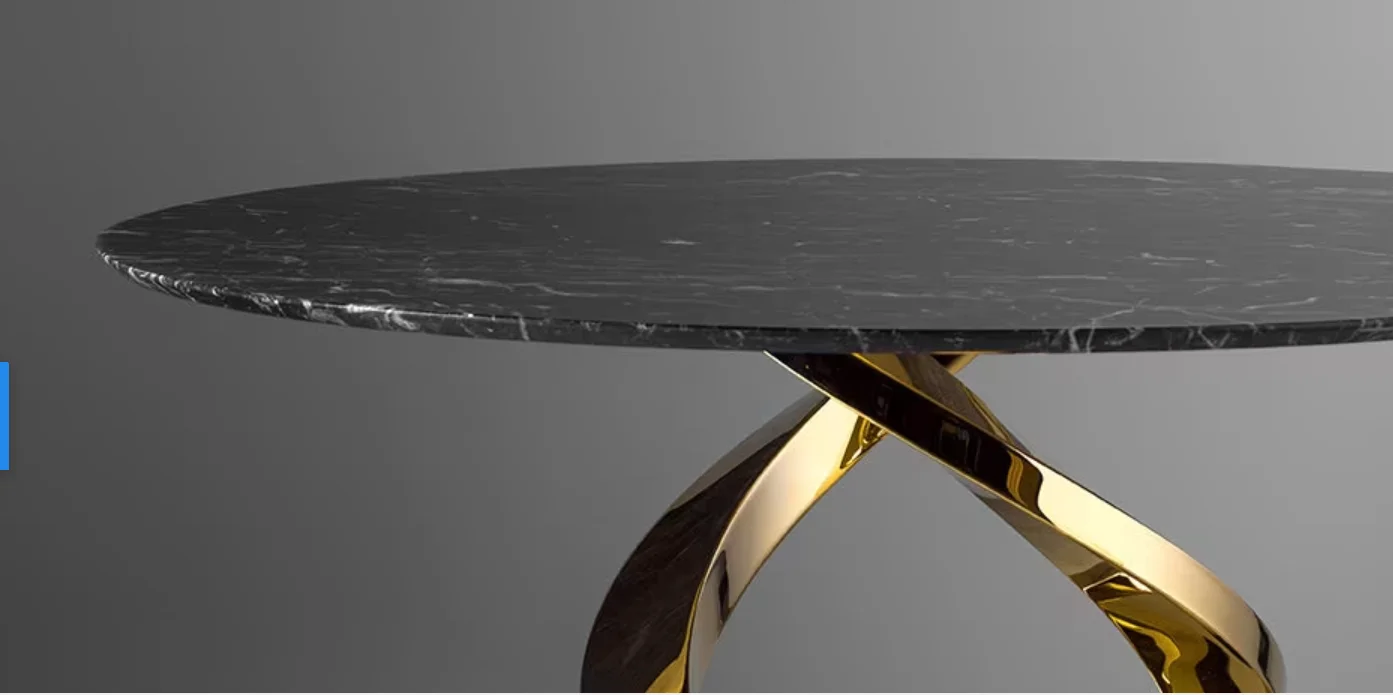 The Irregular line  round marble dining table is uniquely designed for dining rooms