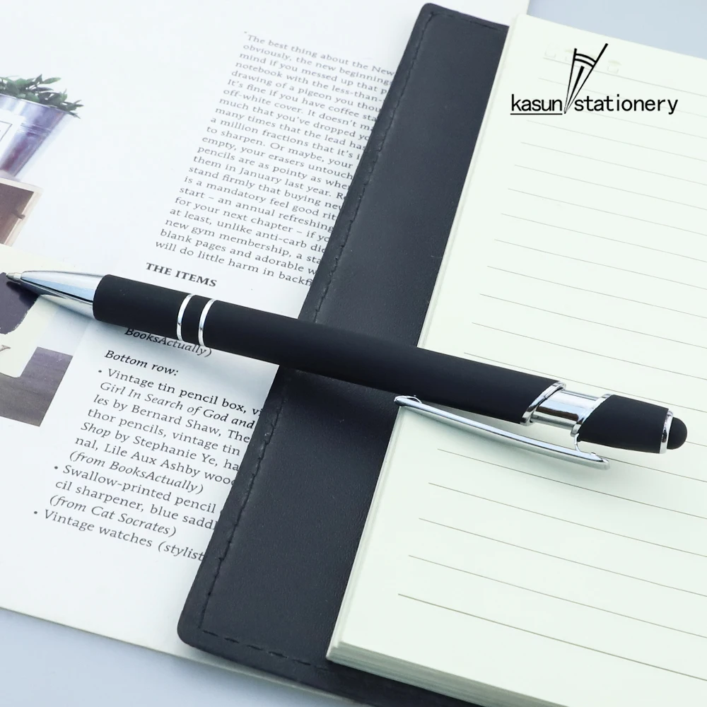Click Rubber Ballpoint Pen Business Metal Stylus Pen Comfortable grip  Gift pen custom color logo