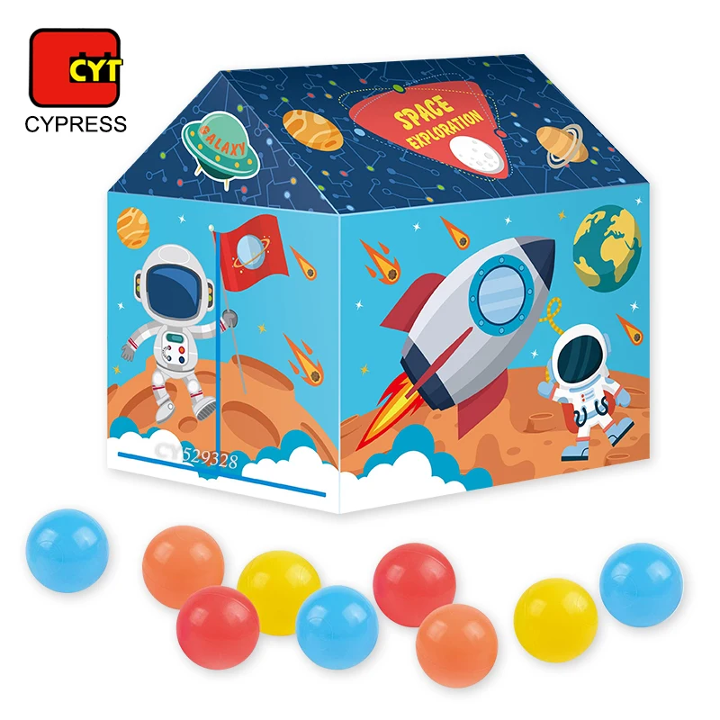 Play Tent Space Ship Rocket Theme Pretend Playhouse Indoor Toys Outdoor Tent Games With 50 Balls for Kids