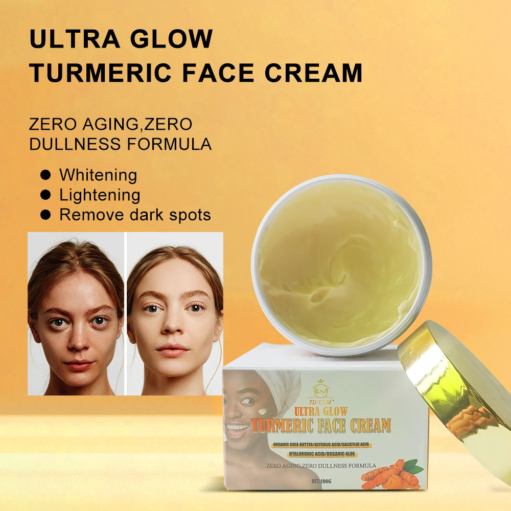 Turmeric skincare face cream acne dark spot remove whitening face natural organic women exfolition whitening skin cream