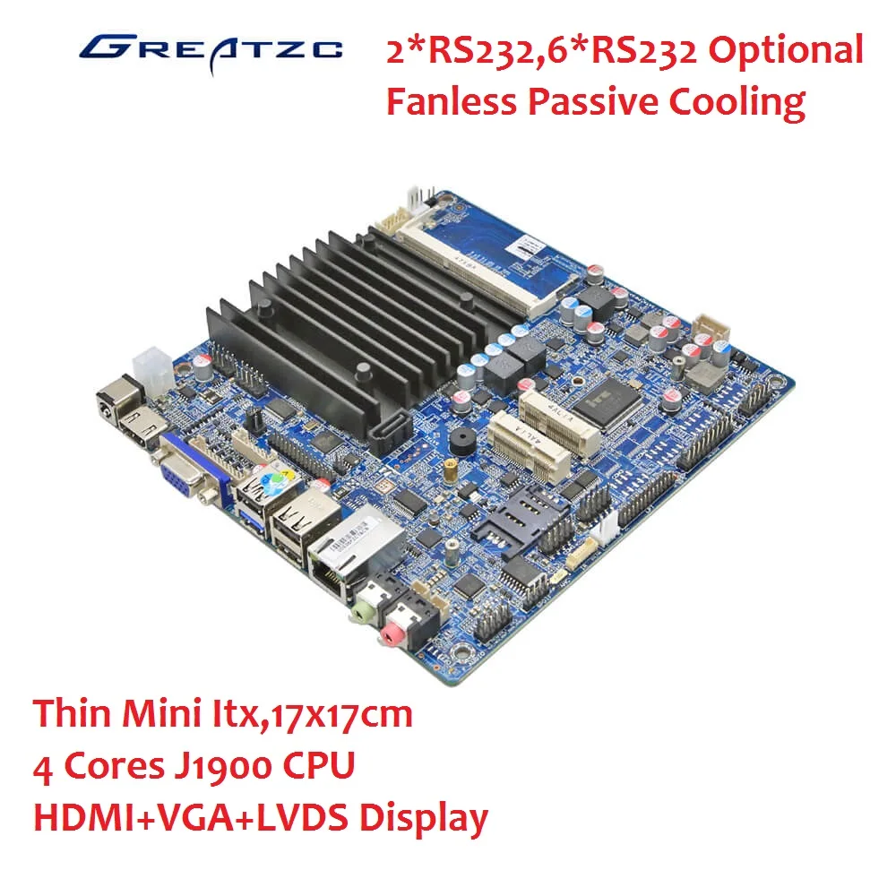 Материанская мини itx-плата для POS AIO киоск рекламы плеер 4 ядра J1900 CPU безвентиляторный материанская мини itx-плата