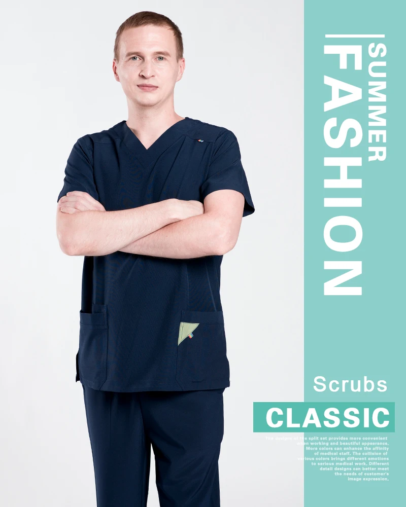 High Quality Filipina Uniforme Hospital Elasticity the Nurses Uniform for Work Odm Men Scrubs Uniforms Sets
