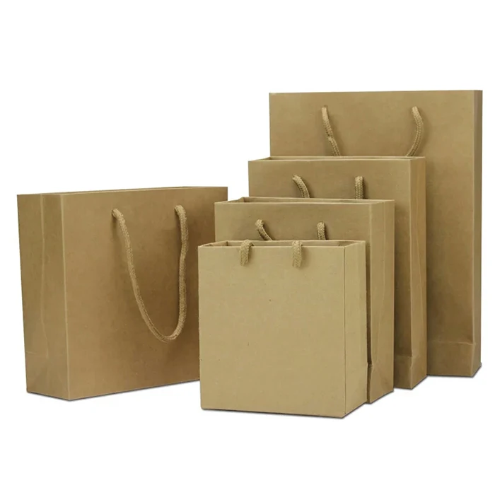 Personalized Custom Brown White Gift Craft Kraft Shopping Paper Bags With Handle