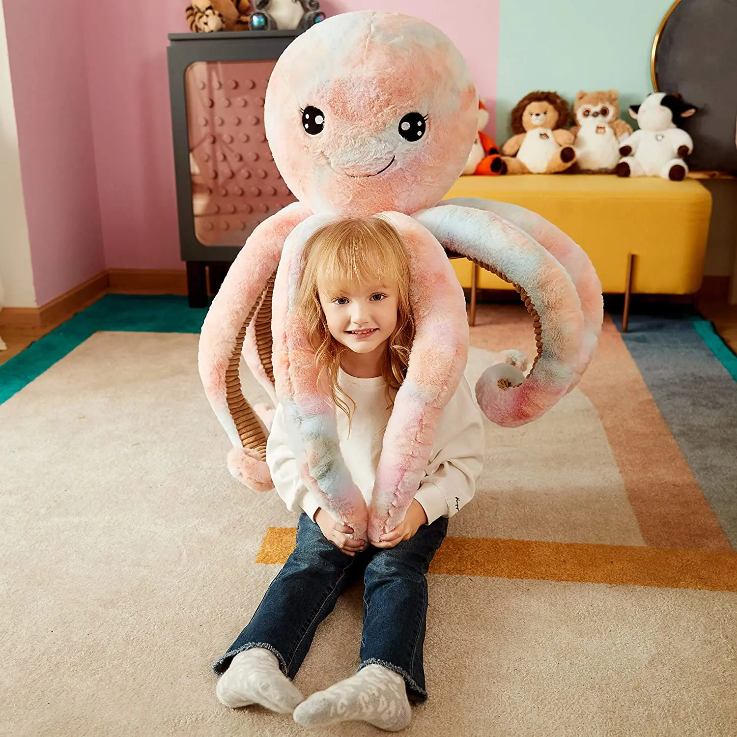 Custom Soft Toy Large Cute Huge Jumbo Kawaii Fluffy Plushy Big Size Octopus Fat Oversized Plushie Gifts for Kids