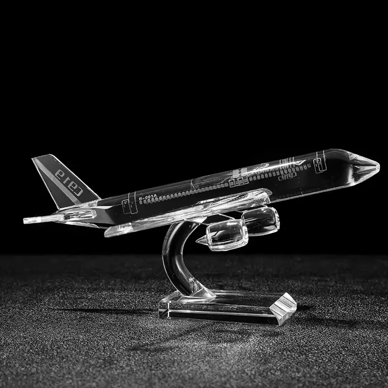 Delicate Crystal Airplane Model Miniature Glass Plane Aircraft Crafts Office & Home Decoration Christmas Gift