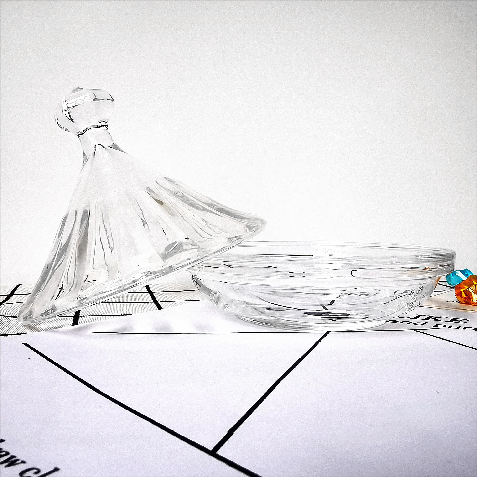 Glass Candy Jars Wholesale Cheap Price Luxury European Crystal Glass candy Jar Buffet Dessert Bowl