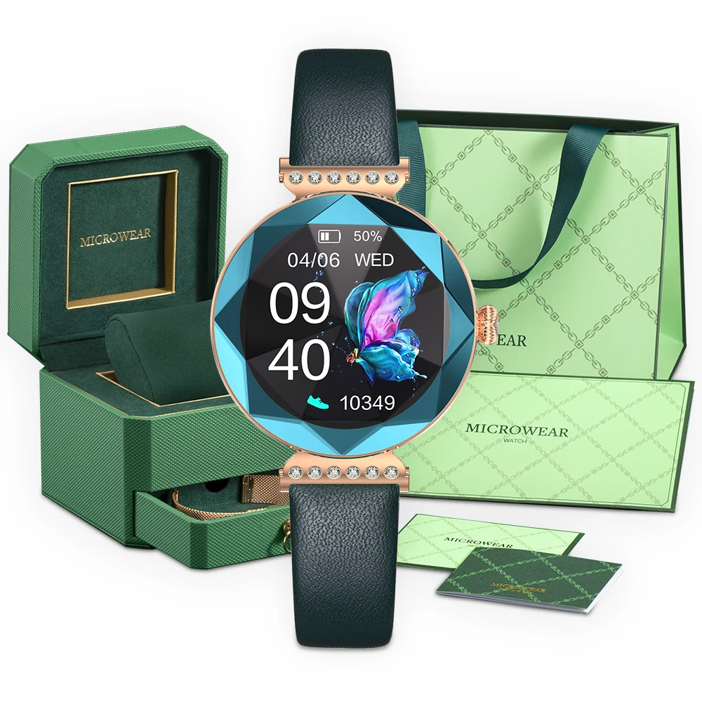 2023 Luxury Waterproof Ladies Smart Watch with 12 orignal Crystal Diamonds 520  smartwatch for women female