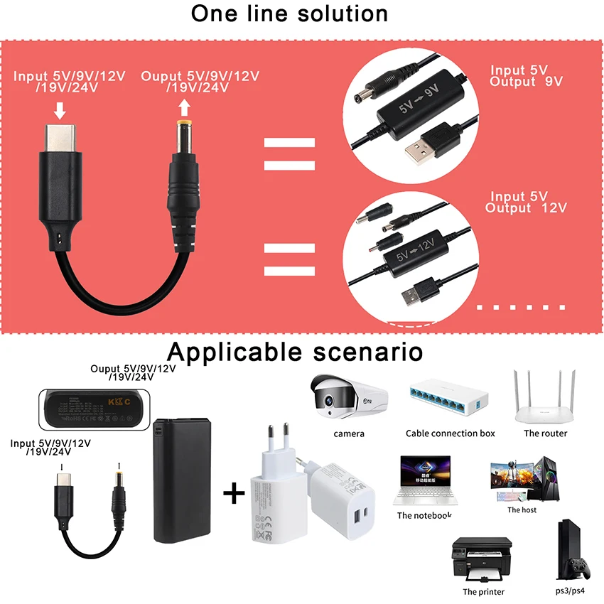 PD 2 0 USB 3 1 Тип C к DC 20V/12V 5 мм штекер питания 5/9/15V USB-C встроенный emarker чип кабель для зарядного устройства