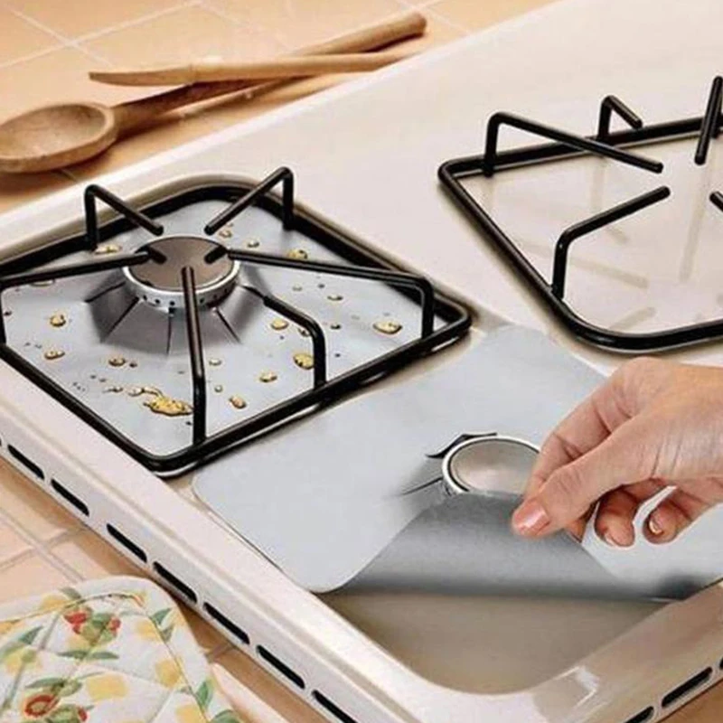 Household Gas Four-Hole Cushion Coal Tin Oil-Proof Cleaning Pad Dust-Proof Bib Liner Paper Aluminum Foil Stove For Kitchen