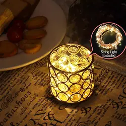Christmas Gold Home Decor Table Centerpieces Cylinder Crystal Tealight Candle Holder Wedding Party Decoration