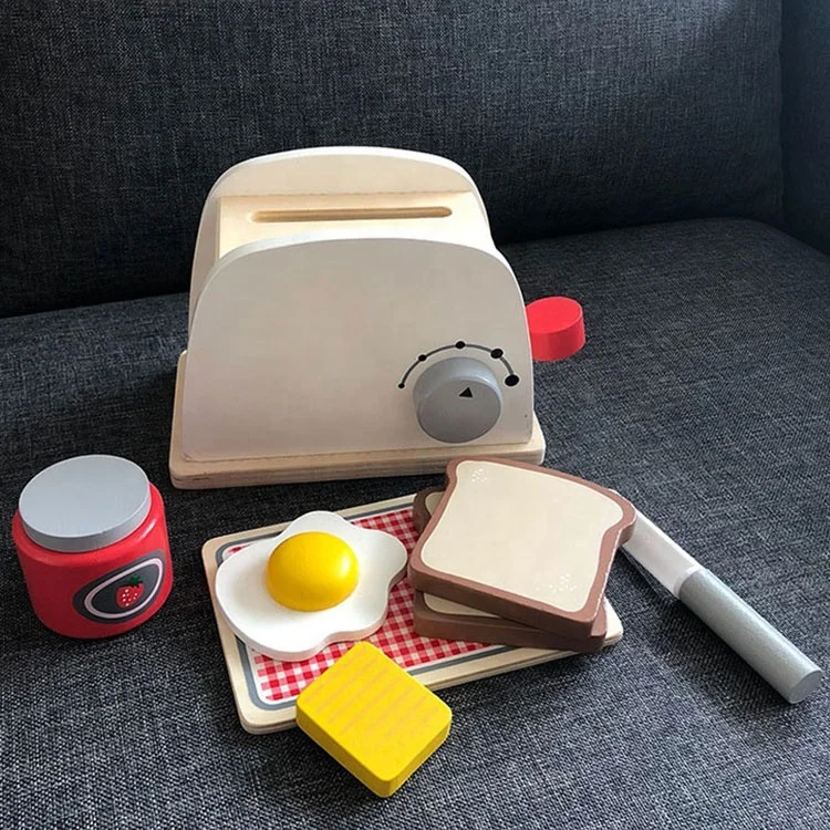 wooden Pretend Play Kitchen Toys Cooking Bread Machine Coffee Machine Mixer Education Toys