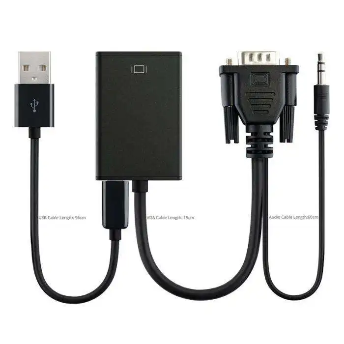 KUYiA 1080P VGA Male to HDMI Female Video Converter Adapter Cable for PC DVD HDTV with Audio Cable